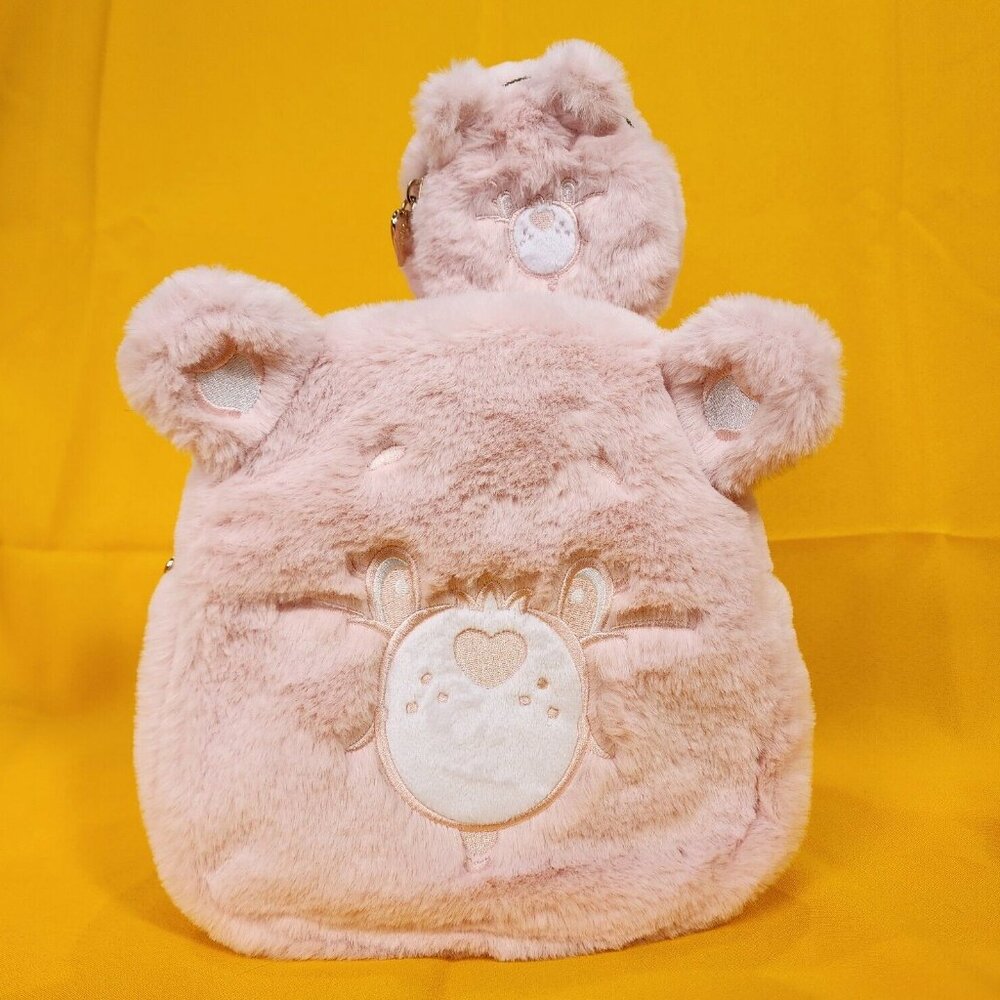Care Bears Skinny Dip Pale Pink Plush Furry Cosplay Mini Backpack Coin Bag Set
